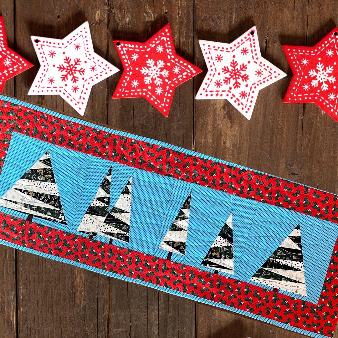 FPP Quilted Christmas Tree Pattern Festive Holiday Table Runner PDF ...