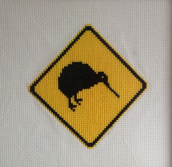 New Zealand Kiwi Crossing Sign Cross Stitch Pattern Instant Etsy