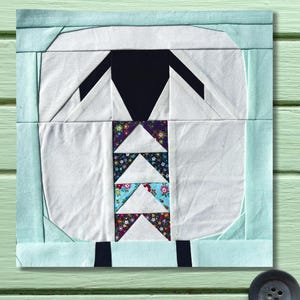Sheep with Flying Geese Quilt Block Pattern, Modern Foundation Paper Piecing (PDF Download, 10 inch Square)