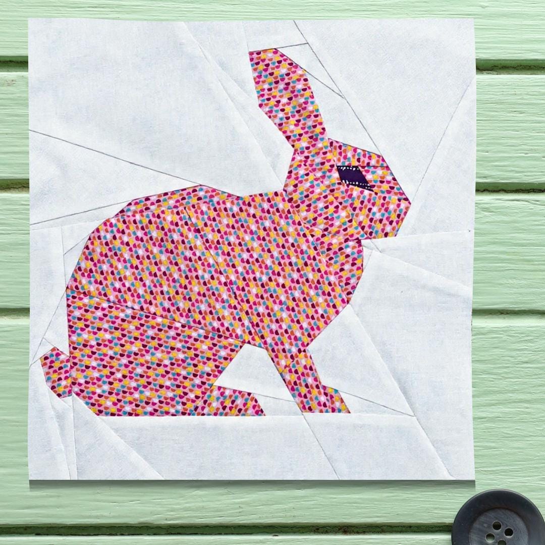 Rabbit Bunny Easter Quilt Block FPP Pattern Foundation Paper Piecing ...