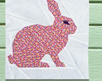 Rabbit Bunny Easter Quilt Block FPP Pattern Foundation Paper Piecing Printable PDF 31 x 31cm or 12.2 Inches