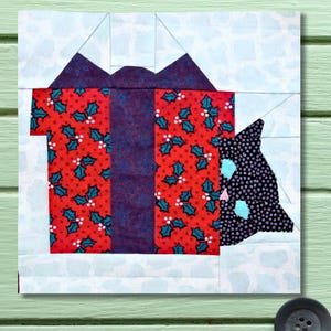Julklappskatt Quiltblockmönster Foundation Paper Piecing FPP Utskrivbar PDF 25,4 cm eller 10 tum Nytt