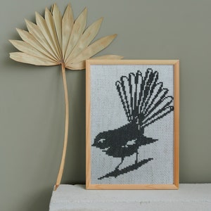 Cross Stitch Pattern Native New Zealand Fantail Piwakawaka Instant PDF Download