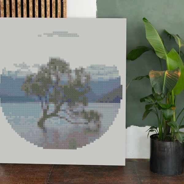 Cross Stitch Pattern The Lone Tree of Wanaka New Zealand PDF Instant Download