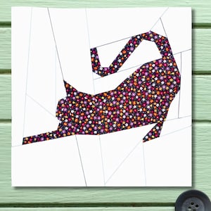 FPP Pattern Cat 3 Silhouette Foundation Paper Piecing 25x25cm or 10 inch Modern Quilt Block Design PDF Cat Stretch