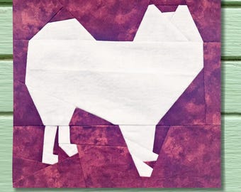 FPP Pattern Chow Chow Dog Silhouette Foundation Paper Piecing Quilt  PDF 10 inch