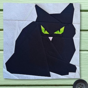 FPP Pattern Cat Foundation Paper Piecing 25.4 x 25.4cm or 10 inch Modern Quilt Block Design PDF