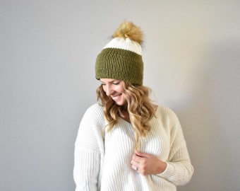 The Faltering Double Brim Beanie -- ADULT Winter Hat in Avocado