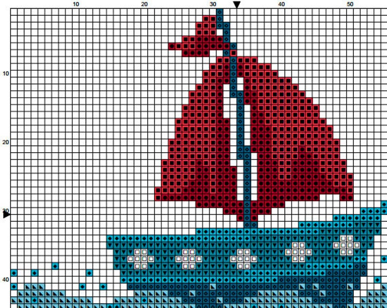 Nautical counted cross stitch pattern PDF summer sea ...