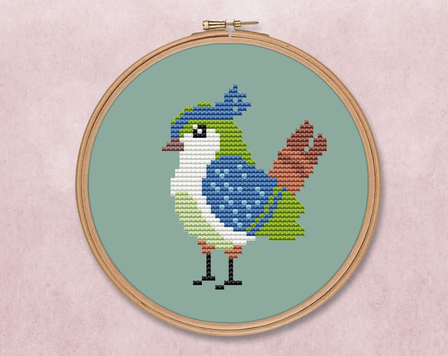 Cute forest bird counted cross stitch pattern PDF fall autumn Etsy