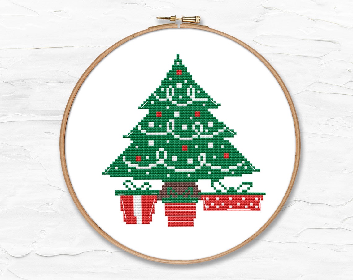 Christmas Tree Counted Cross Stitch Pattern Pdf Winter Xmas Etsy
