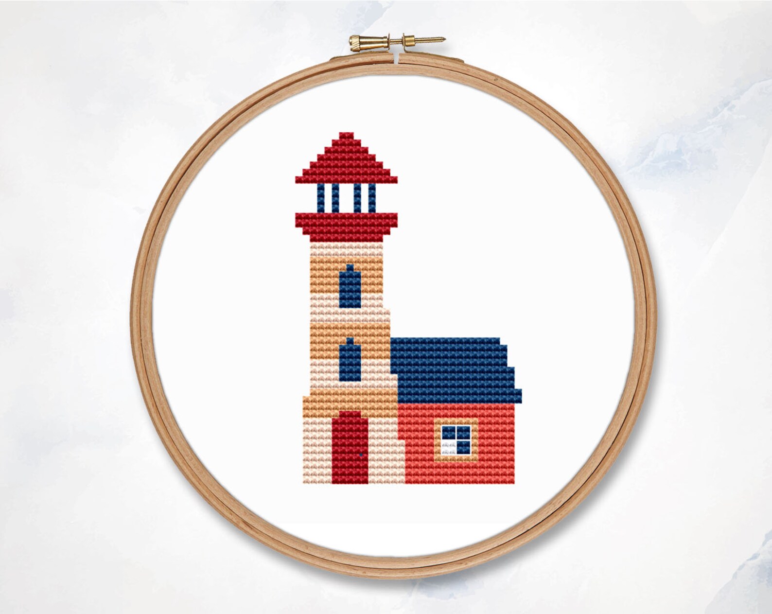 Lighthouse counted cross stitch pattern PDF nautical modern Etsy