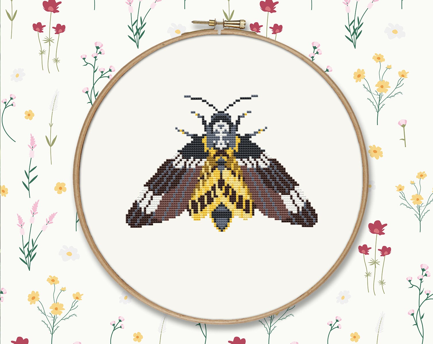 Minimalist Moth Counted Cross Stitch Pattern PDF Insect Nature | Etsy