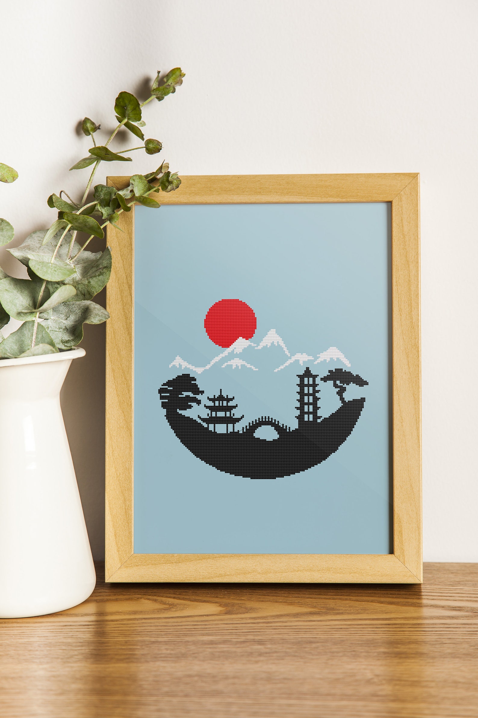 Japanese landscape cross stitch pattern PDF instant download Etsy