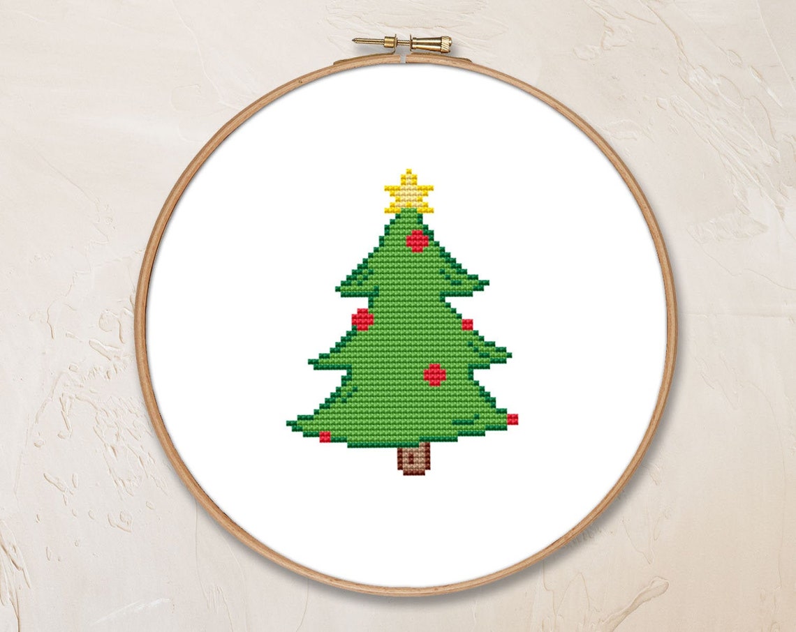 Christmas tree cross stitch pattern PDF easy holiday tree | Etsy