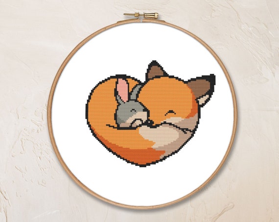 Cute Woodland Animal Cross Stitch Pattern Pdf Fox Counted Love Etsy