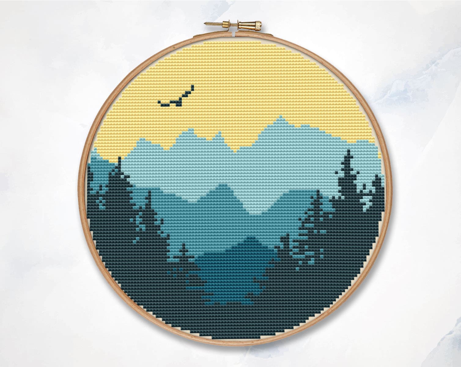 Mountain cross stitch pattern PDF modern landscape nature | Etsy