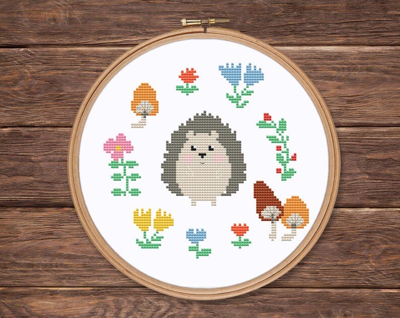  ute Baby Hedgehog Counted Cross Stitch Pattern PDF Easy Etsy