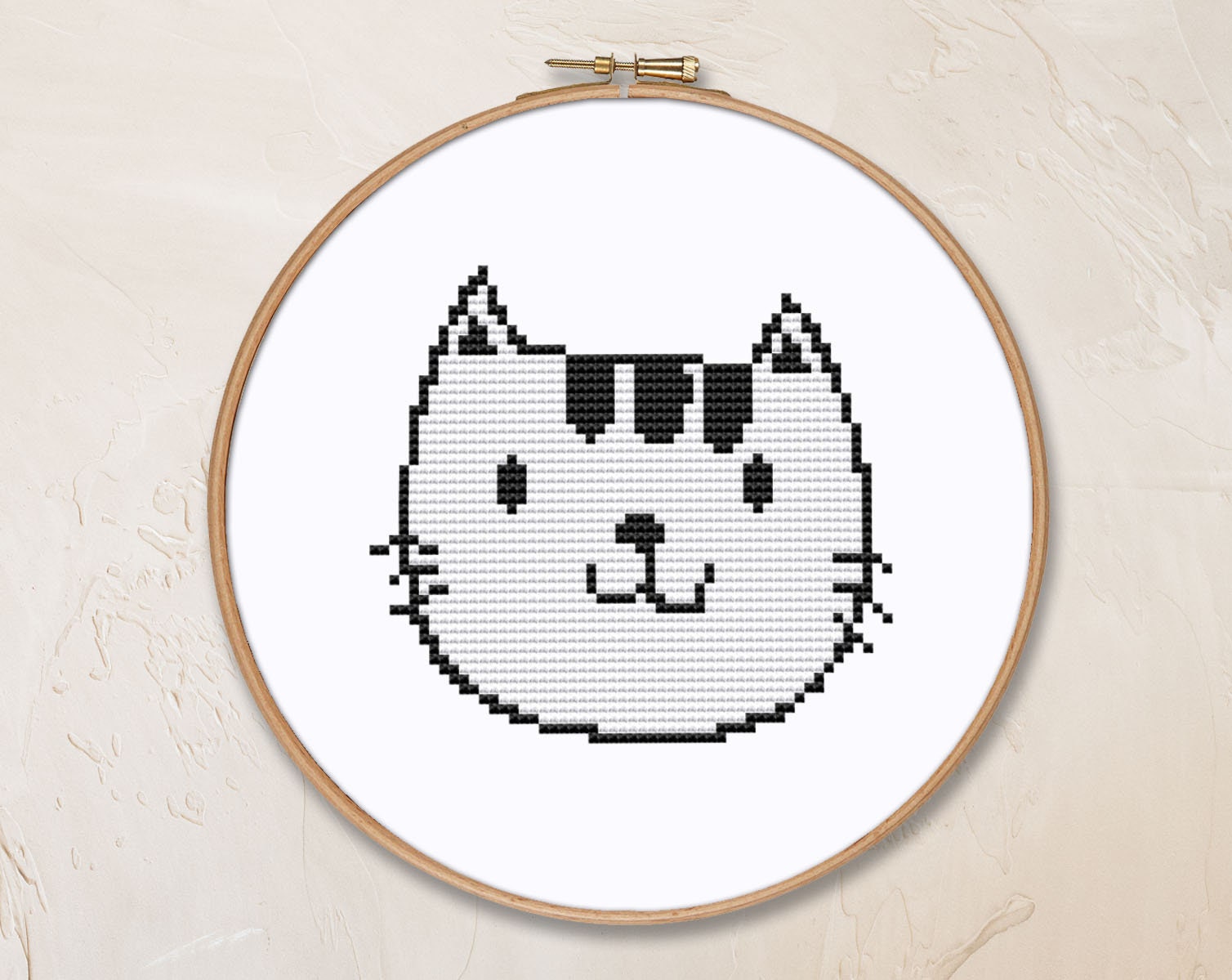 white cat cross stitch pattern