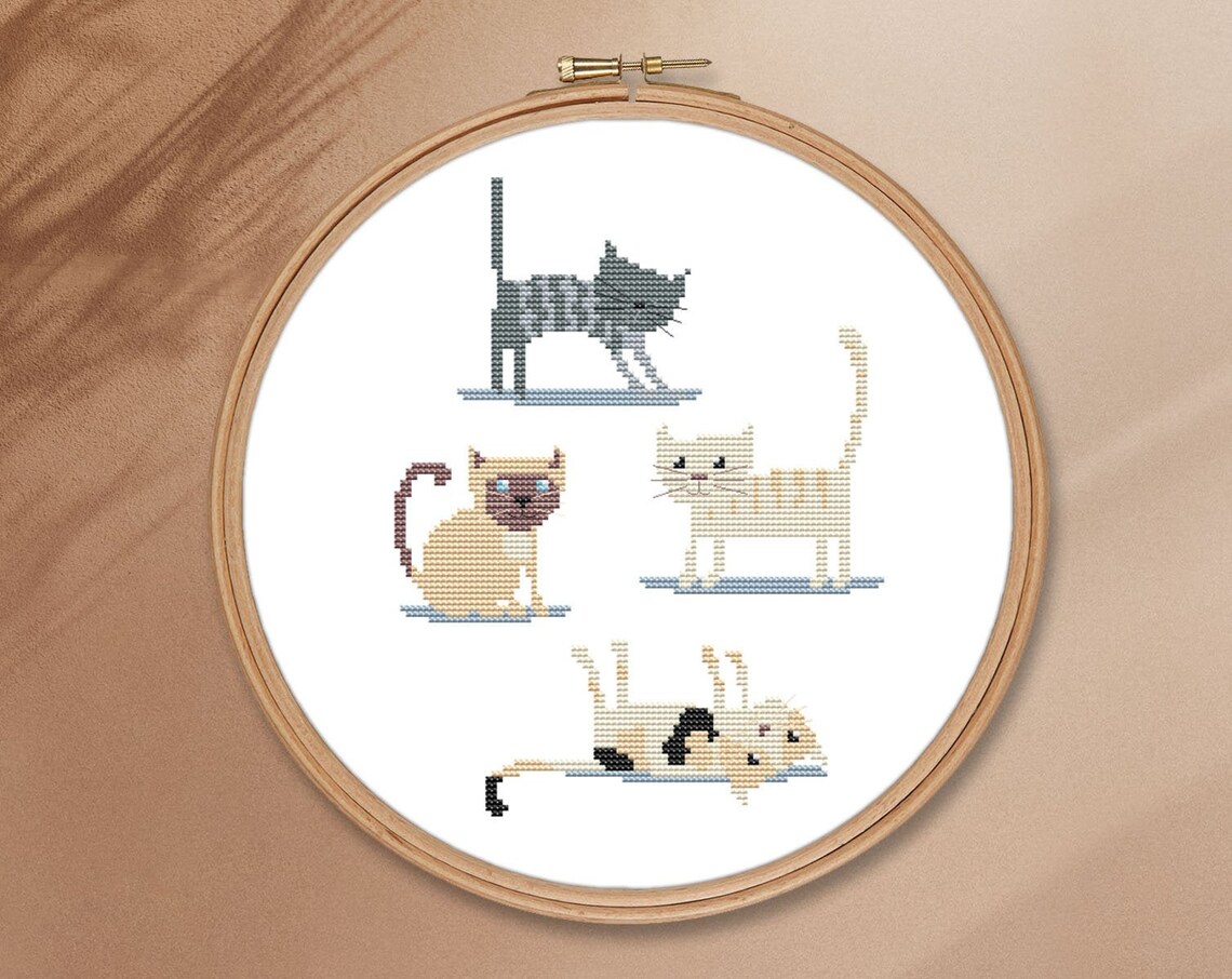 Cat counted cross stitch pattern PDF instant download easy Etsy