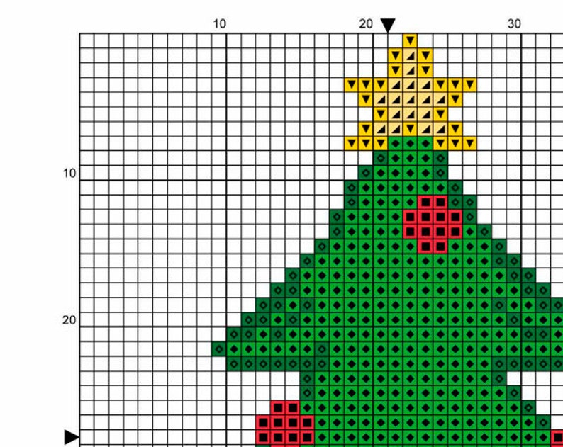 Christmas tree cross stitch pattern PDF easy holiday tree Etsy