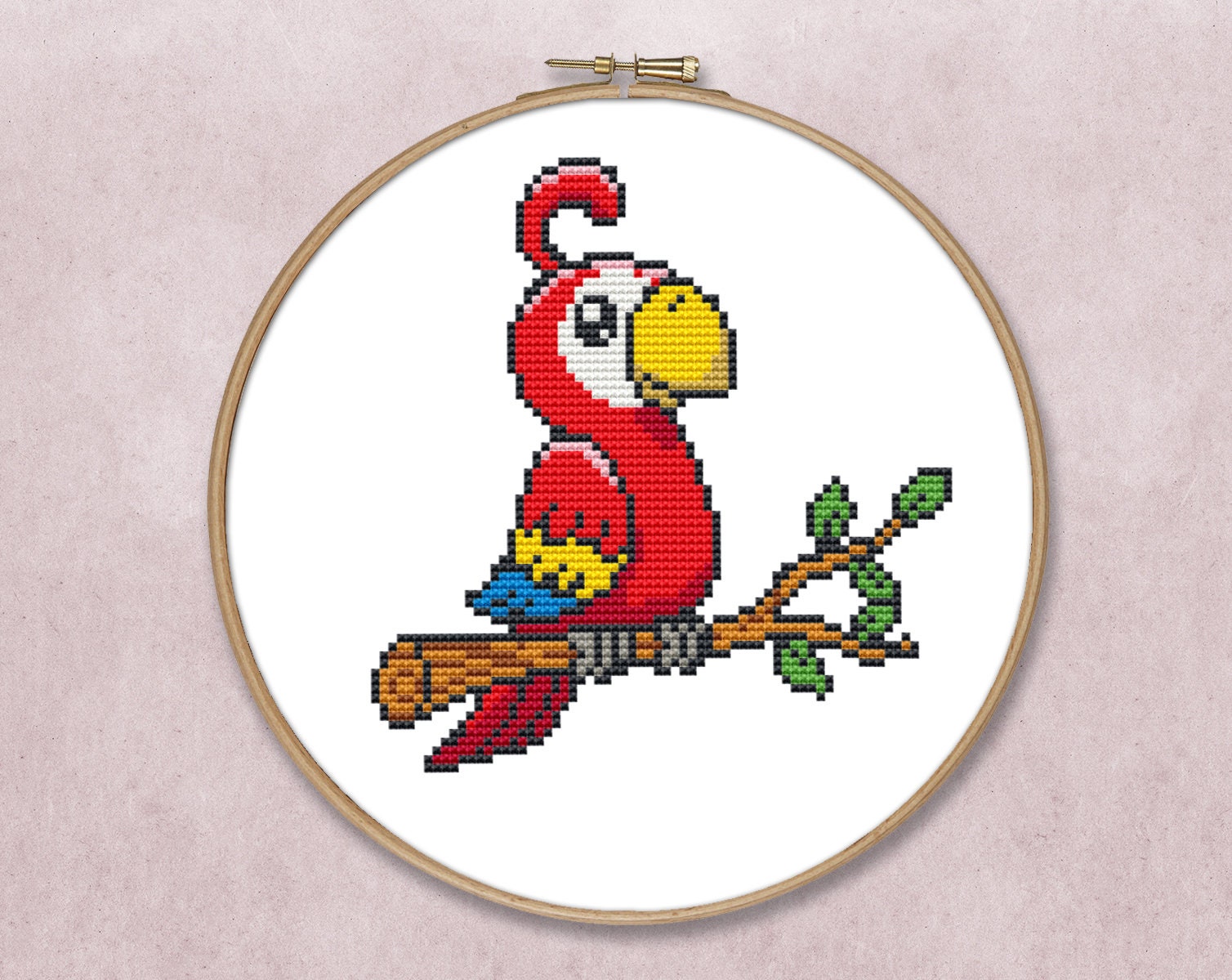 Summer parrot cross stitch pattern PDF pet bird counted | Etsy