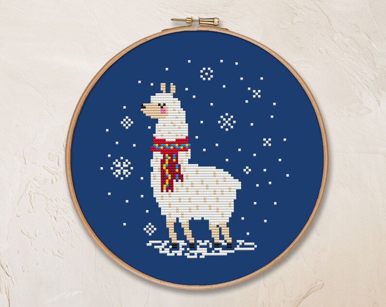 Christmas llama cross stitch pattern PDF alpaca cute funny Etsy Llama llamas embroidery101 siterubix