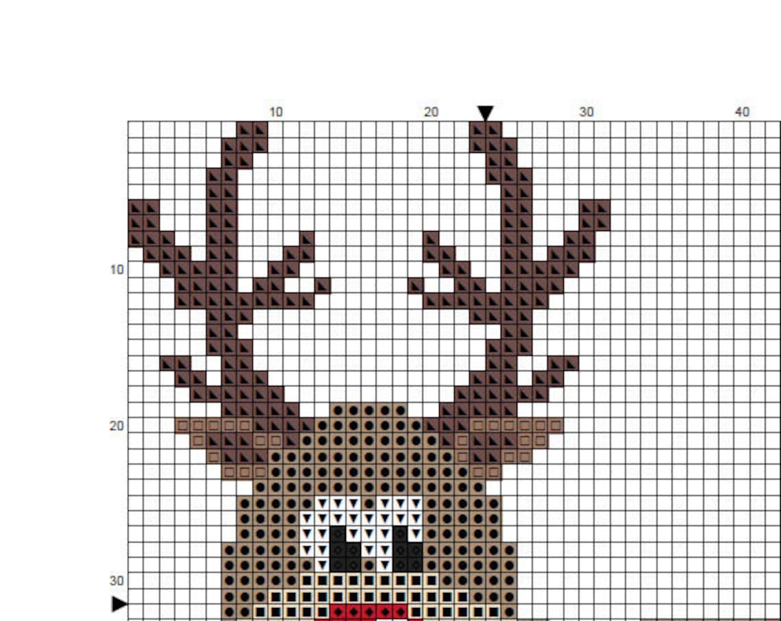 Christmas reindeer cross stitch pattern PDF easy holiday deer | Etsy