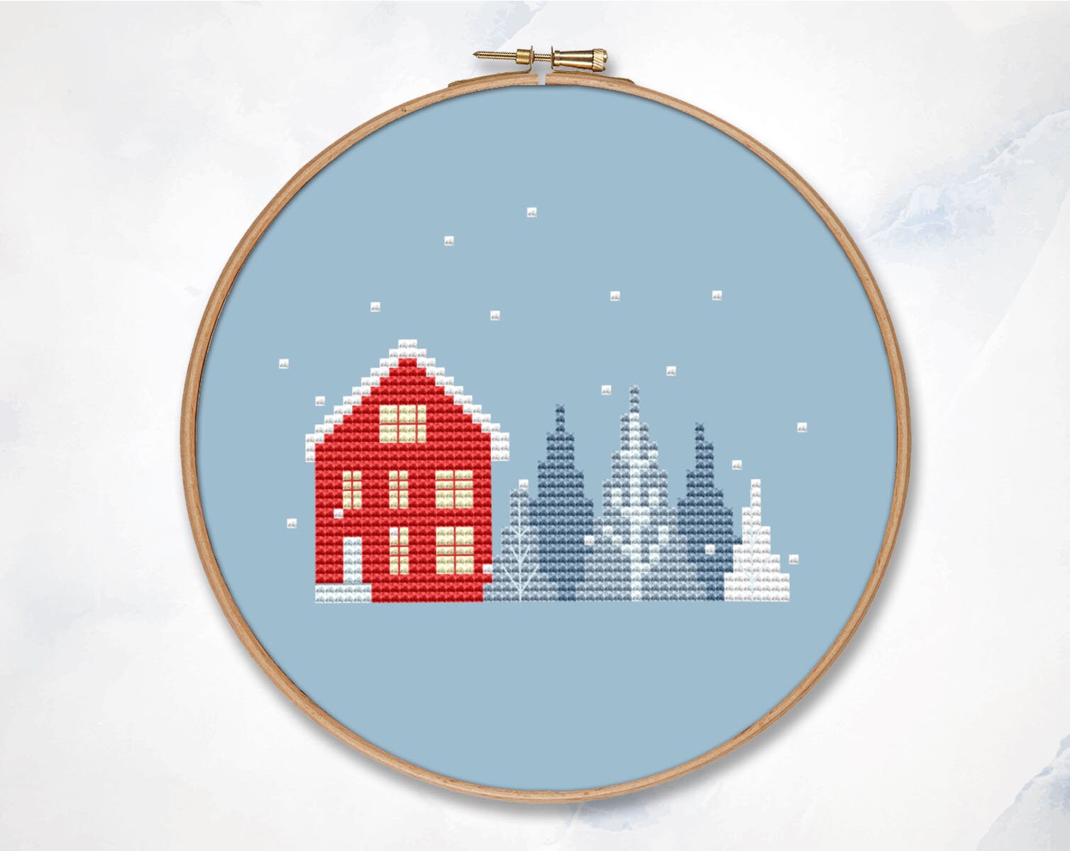 Christmas House Cross Stitch Pattern PDF Easy Xmas Winter Etsy