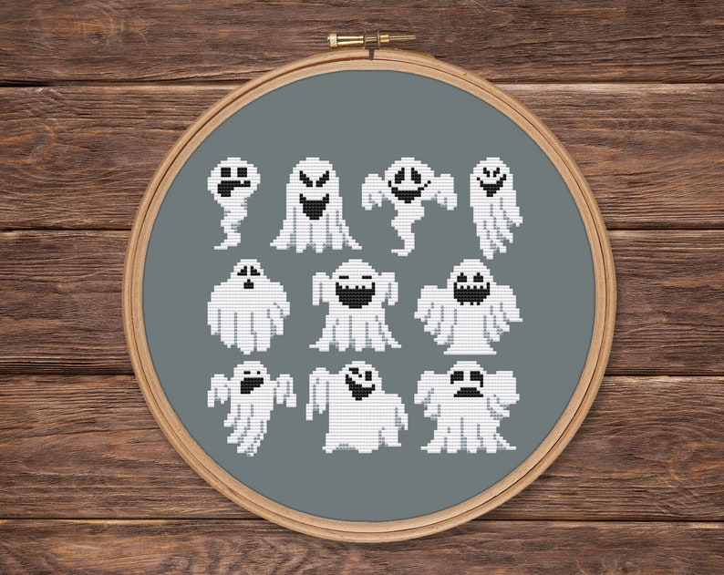 Ghost Halloween Cross Stitch Pattern PDF Spooky Holiday Easy Etsy