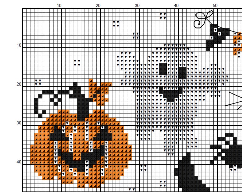 Halloween counted cross stitch pattern PDF autumn fall leaf Etsy
