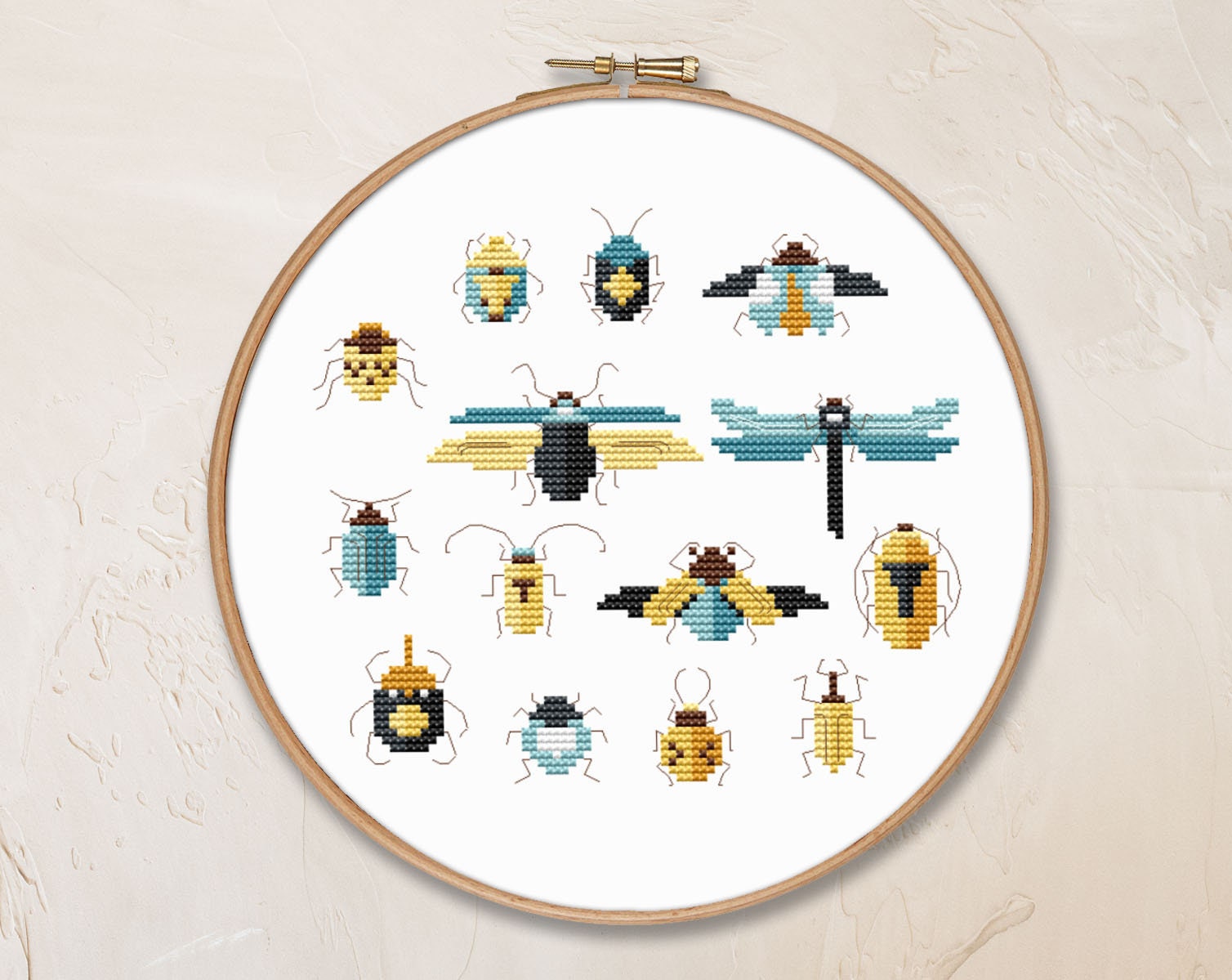 Bug counted cross stitch pattern PDF woodland insect beetles Etsy