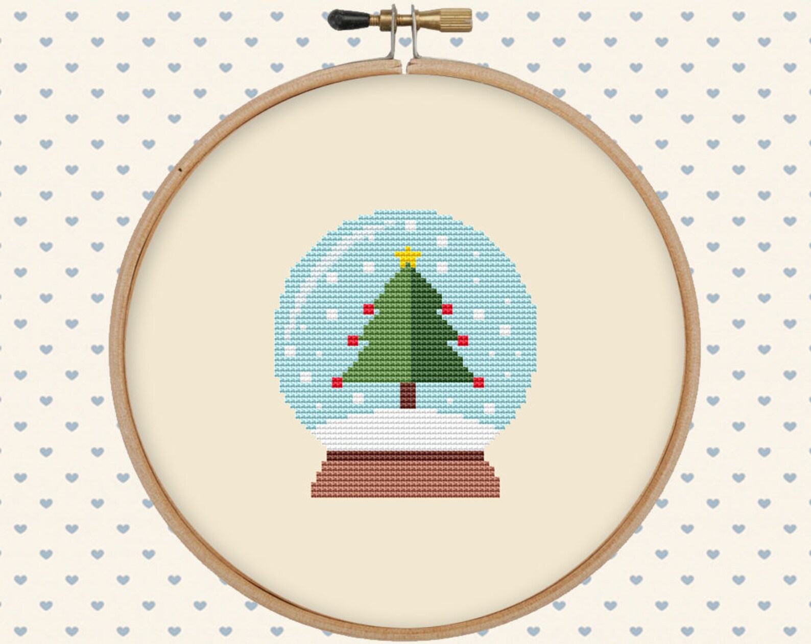 Christmas snow globe cross stitch pattern PDF easy xmas Etsy