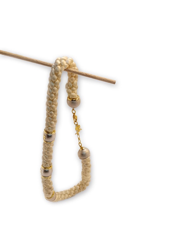 André Courrèges - choker necklace knit white cott… - image 9