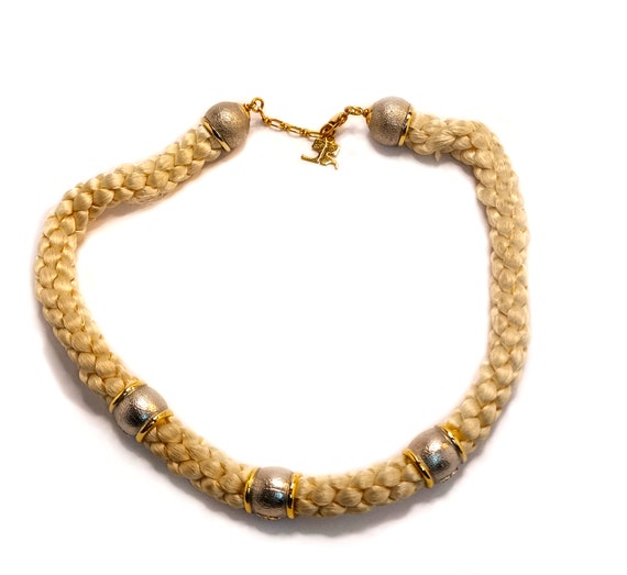 André Courrèges - choker necklace knit white cott… - image 3