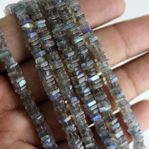 AAA Labradorite Beads: Blue Fire Heishi Cut, 16 Inch Strand