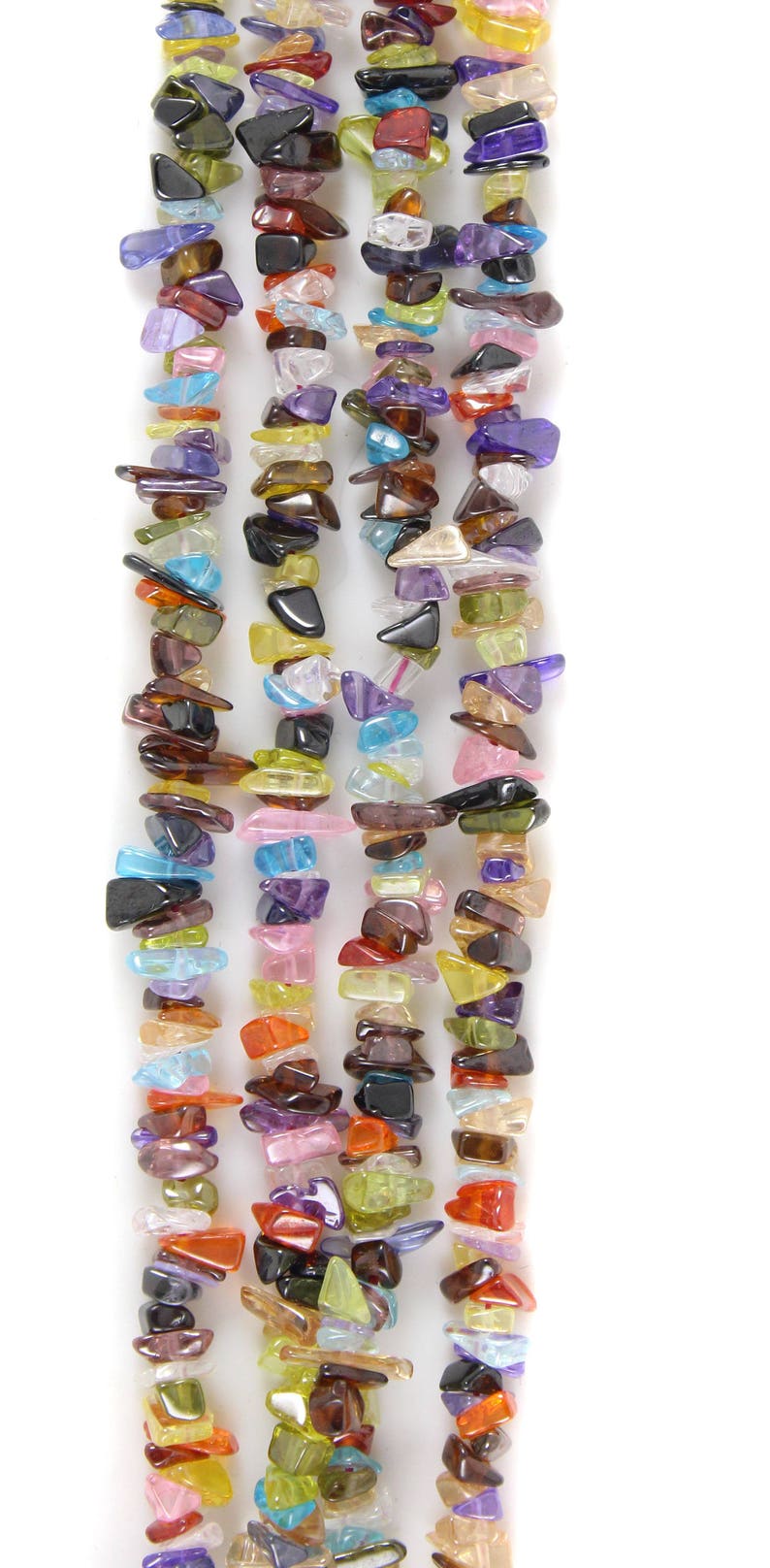 Multi Colour Cubic Zircon Stone Uncut Chips 2 Strands Rainbow Colour CZ Uncut Chips Zircon Uncut Chips 17 Inch Long String Free Shipping