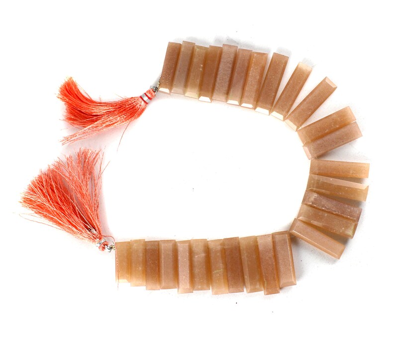 Natural Peach Moonstone 28 Pieces Faceted Sticks Beads Moonstone Sticks Beads 8 Inch Long String Size Is 1 Inch Long Stick Approx