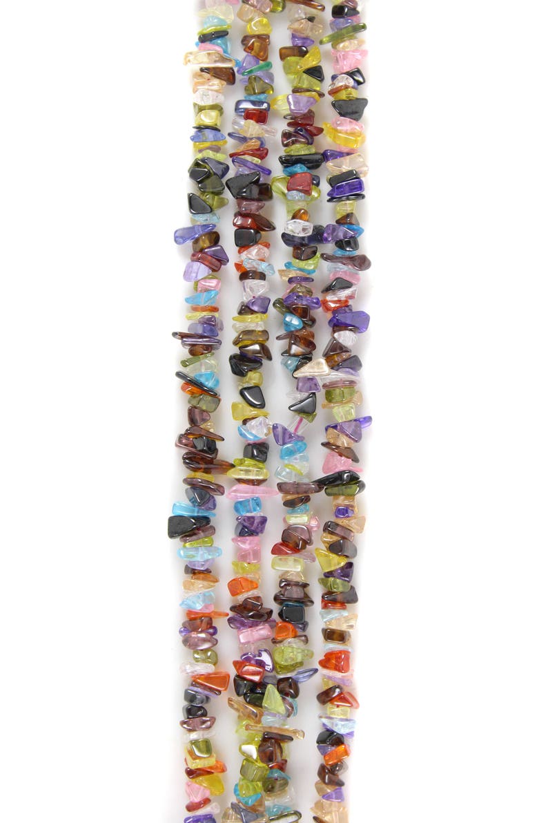 Multi Colour Cubic Zircon Stone Uncut Chips 2 Strands Rainbow Colour CZ Uncut Chips Zircon Uncut Chips 17 Inch Long String Free Shipping
