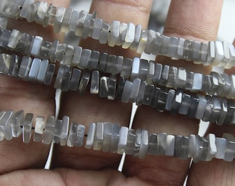 AAA Gray Moonstone Heishi Beads: 6-7 mm Square Gemstone, 16" Strand