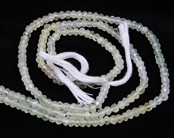 Prehnite Gemstone Beads, Micro Faceted Roundel, 13.5 Inch Strand