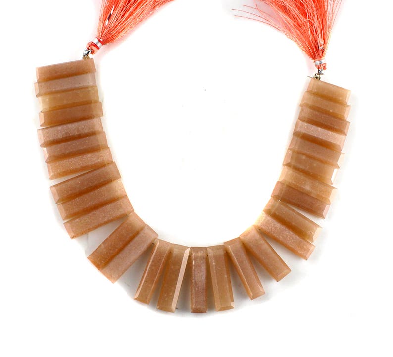 Natural Peach Moonstone 28 Pieces Faceted Sticks Beads Moonstone Sticks Beads 8 Inch Long String Size Is 1 Inch Long Stick Approx
