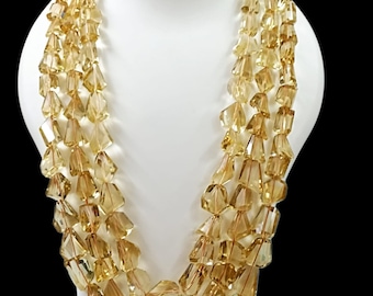 Natural Citrine Faceted Nugget Bead Necklace - 3 Layer Bridal Jewelry