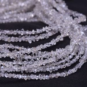 Natural White Herkimer Diamond Chips Nuggets Beads, April Birthstone Double Terminated Nuggets Beads, 16 Inch Long String