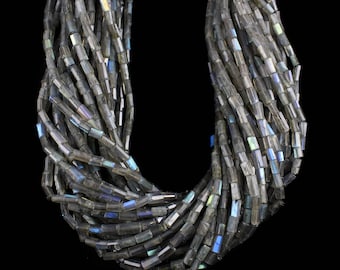 Gefacetteerde buiskralen labradorietblauw vuur: 14 inch lange ketting