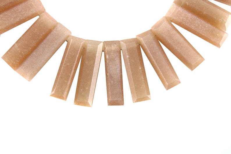 Natural Peach Moonstone 28 Pieces Faceted Sticks Beads Moonstone Sticks Beads 8 Inch Long String Size Is 1 Inch Long Stick Approx