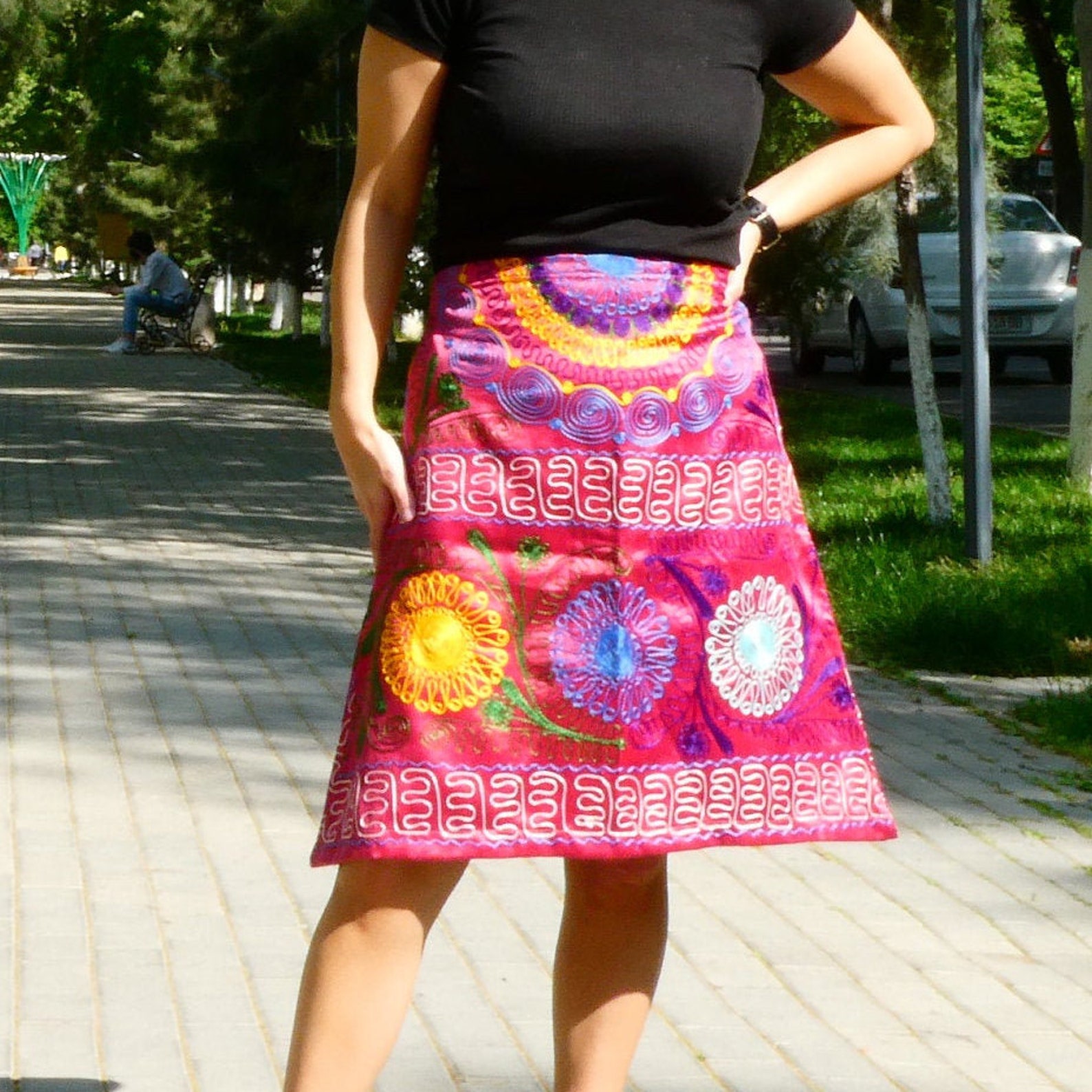 Skirt Suzani skirt Ethnic skirt Unique skirt Embroidered Etsy