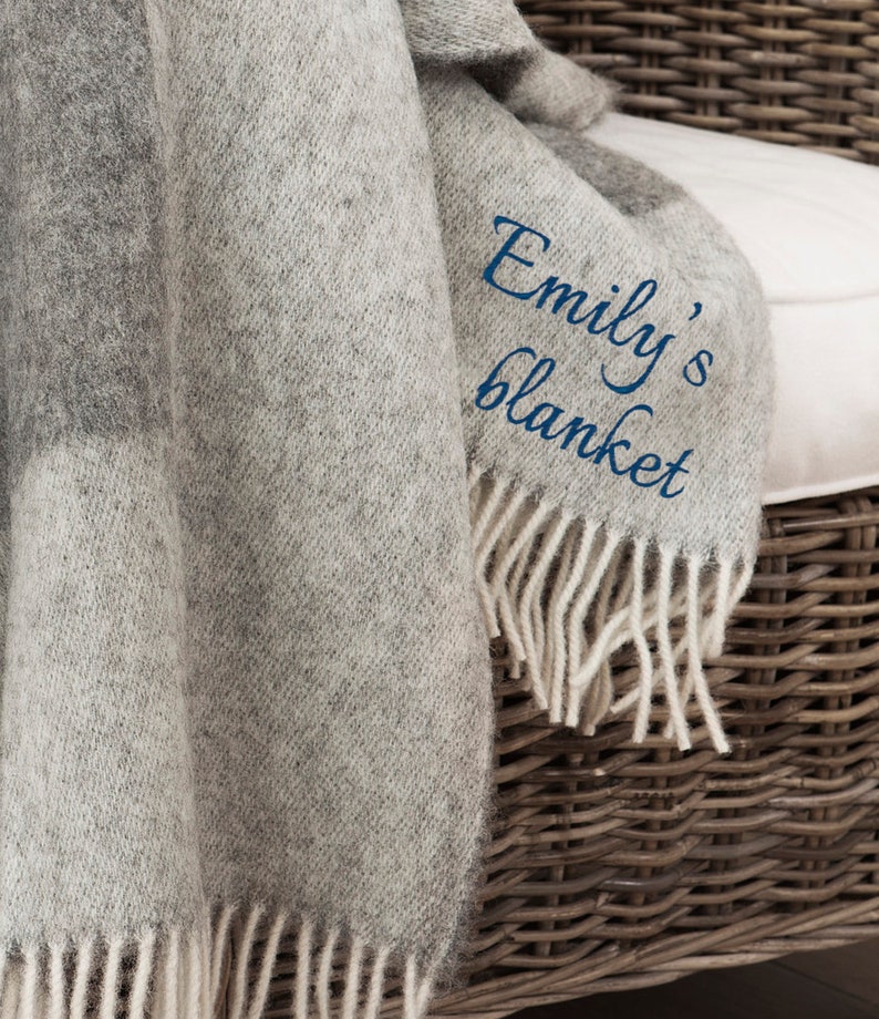 Natural grey England sheep wool blanket. Grey wool throw ...