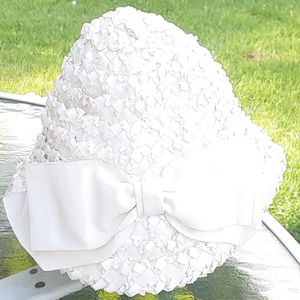 1950&#39;s B. Altman & Co. Woven, White Raffia Wedding Hat, Fab Retro Style