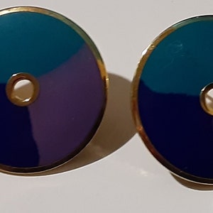 Laurel Burch Earrings - MEDINA Post Stud Cloisonné. Teal, Blue & Purple